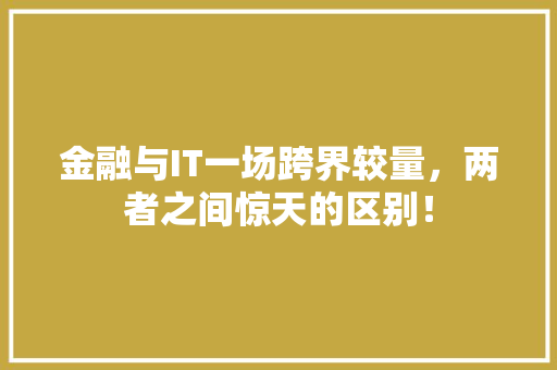 金融与IT一场跨界较量，两者之间惊天的区别！