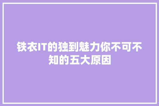 铁衣IT的独到魅力你不可不知的五大原因 GoogleSEO