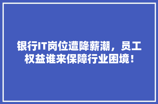 银行IT岗位遭降薪潮，员工权益谁来保障行业困境！