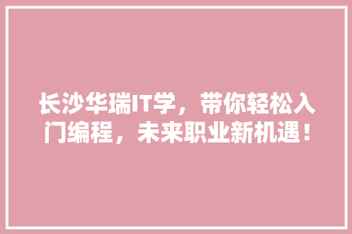 长沙华瑞IT学，带你轻松入门编程，未来职业新机遇！