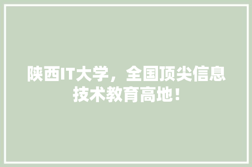 陕西IT大学，全国顶尖信息技术教育高地！