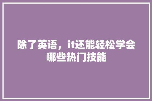 除了英语，it还能轻松学会哪些热门技能