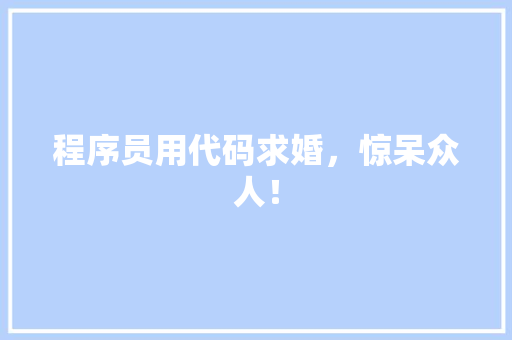 程序员用代码求婚，惊呆众人！