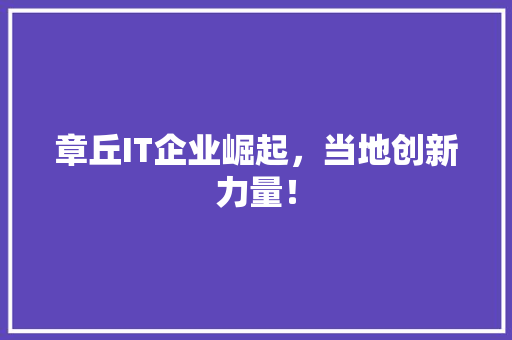 章丘IT企业崛起，当地创新力量！
