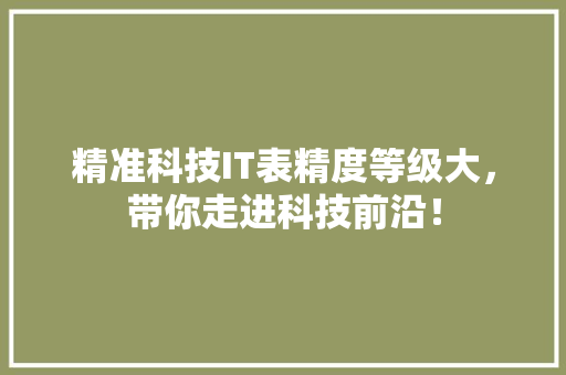 精准科技IT表精度等级大，带你走进科技前沿！ 神马SEO
