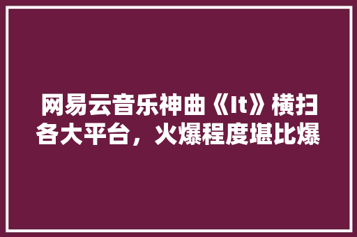 网易云音乐神曲《It》横扫各大平台，火爆程度堪比爆款！ 百度SEO