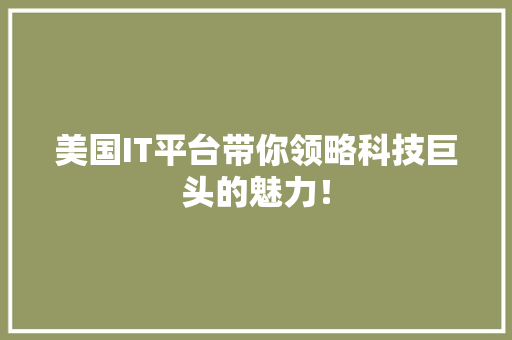 美国IT平台带你领略科技巨头的魅力！ 百度SEO