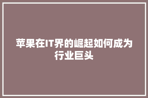 苹果在IT界的崛起如何成为行业巨头