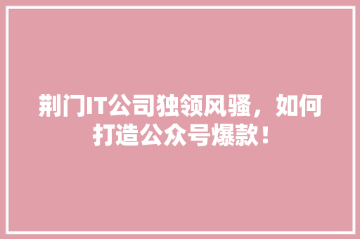 荆门IT公司独领风骚，如何打造公众号爆款！