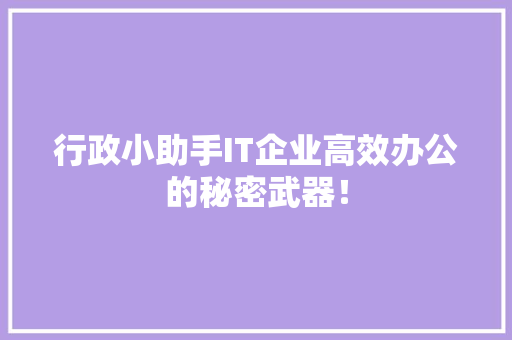 行政小助手IT企业高效办公的秘密武器！