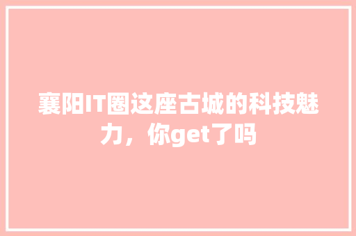 襄阳IT圈这座古城的科技魅力，你get了吗
