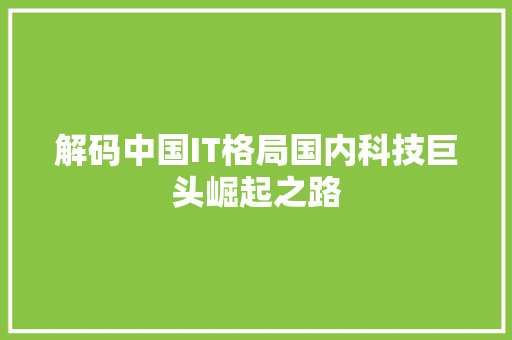 解码中国IT格局国内科技巨头崛起之路
