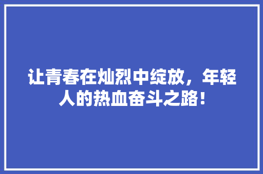 让青春在灿烈中绽放，年轻人的热血奋斗之路！