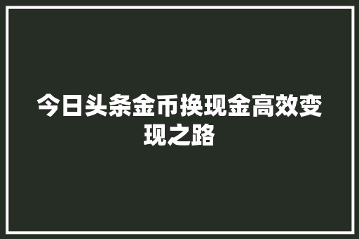 今日头条金币换现金高效变现之路
