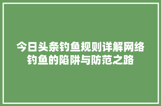 今日头条钓鱼规则详解网络钓鱼的陷阱与防范之路