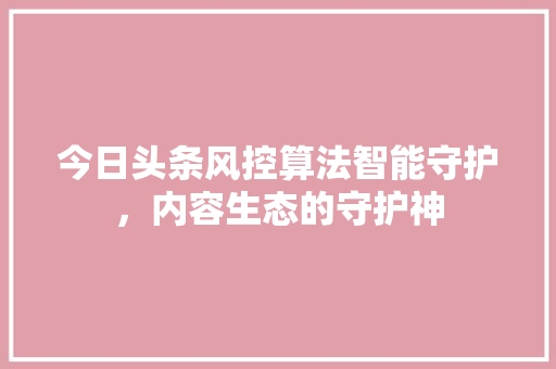 今日头条风控算法智能守护，内容生态的守护神