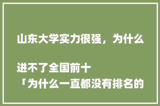 山东大学实力很强，为什么进不了全国前十
「为什么一直都没有排名的人」