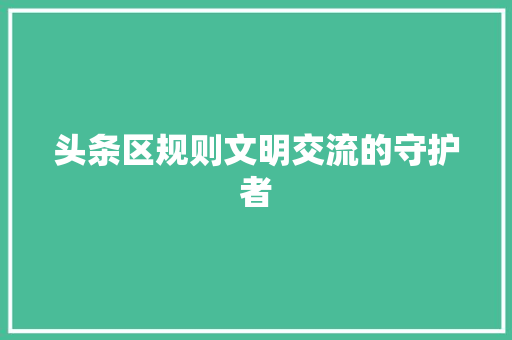 头条区规则文明交流的守护者
