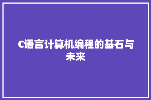C语言计算机编程的基石与未来 百度SEO