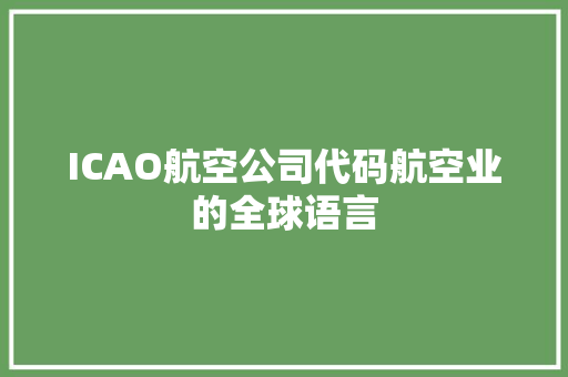ICAO航空公司代码航空业的全球语言