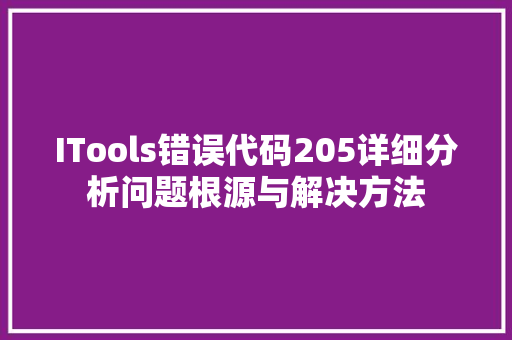 ITools错误代码205详细分析问题根源与解决方法 GoogleSEO
