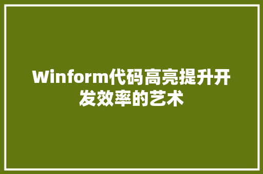 Winform代码高亮提升开发效率的艺术 必应SEO