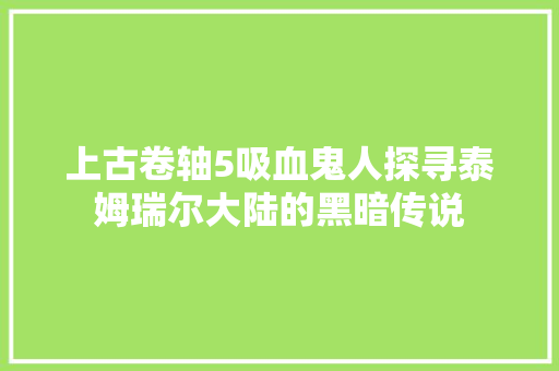 上古卷轴5吸血鬼人探寻泰姆瑞尔大陆的黑暗传说 神马SEO