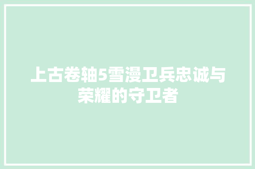 上古卷轴5雪漫卫兵忠诚与荣耀的守卫者 搜狗SEO