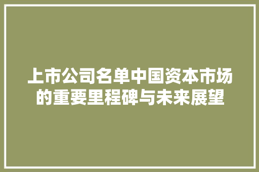 上市公司名单中国资本市场的重要里程碑与未来展望 神马SEO
