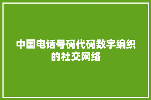 中国电话号码代码数字编织的社交网络