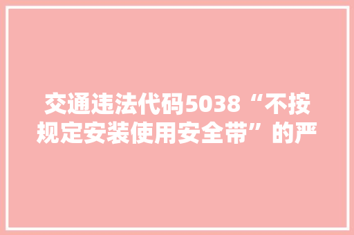 交通违法代码5038“不按规定安装使用安全带”的严重及防范措施 必应SEO