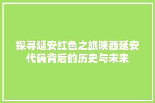 探寻延安红色之旅陕西延安代码背后的历史与未来