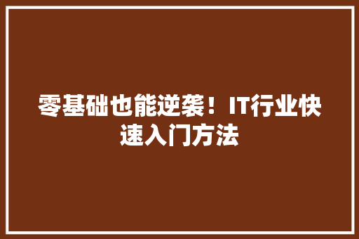 零基础也能逆袭！IT行业快速入门方法