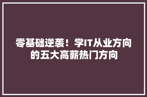 零基础逆袭！学IT从业方向的五大高薪热门方向