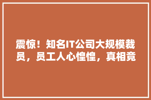 震惊！知名IT公司大规模裁员，员工人心惶惶，真相竟如此残酷！