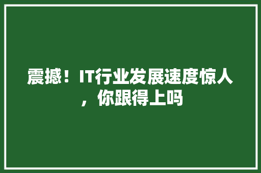 震撼！IT行业发展速度惊人，你跟得上吗