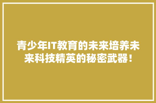 青少年IT教育的未来培养未来科技精英的秘密武器！