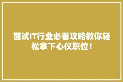面试IT行业必看攻略教你轻松拿下心仪职位！