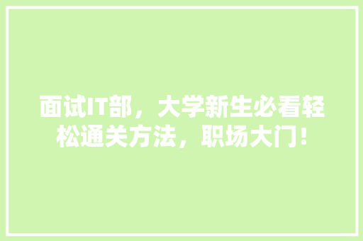 面试IT部，大学新生必看轻松通关方法，职场大门！