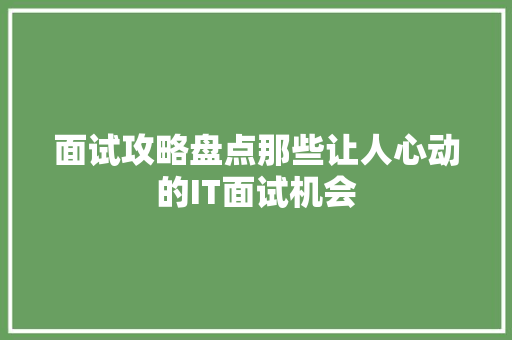面试攻略盘点那些让人心动的IT面试机会