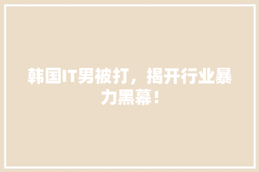 韩国IT男被打，揭开行业暴力黑幕！