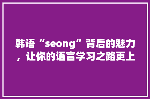 韩语“seong”背后的魅力，让你的语言学习之路更上一层楼！