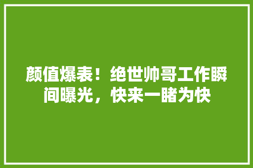 颜值爆表！绝世帅哥工作瞬间曝光，快来一睹为快