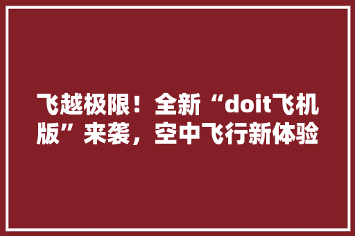 飞越极限！全新“doit飞机版”来袭，空中飞行新体验