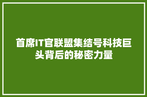 首席IT官联盟集结号科技巨头背后的秘密力量