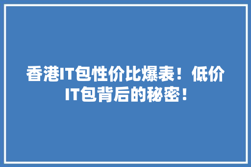 香港IT包性价比爆表！低价IT包背后的秘密！