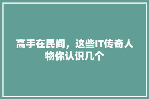 高手在民间，这些IT传奇人物你认识几个