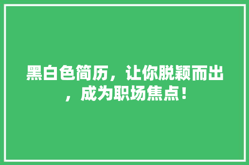 黑白色简历，让你脱颖而出，成为职场焦点！