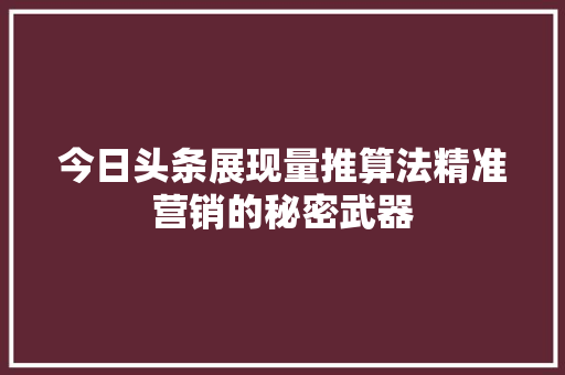 今日头条展现量推算法精准营销的秘密武器