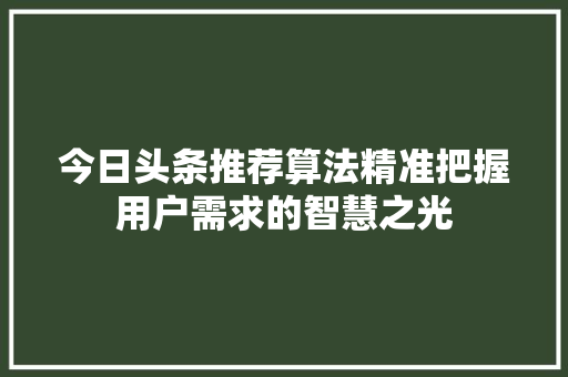 今日头条推荐算法精准把握用户需求的智慧之光